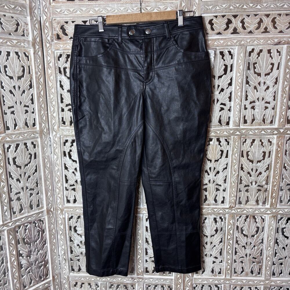 Free People Rebel Vegan Leather Black Pants Womens Size 12 Biker Moto